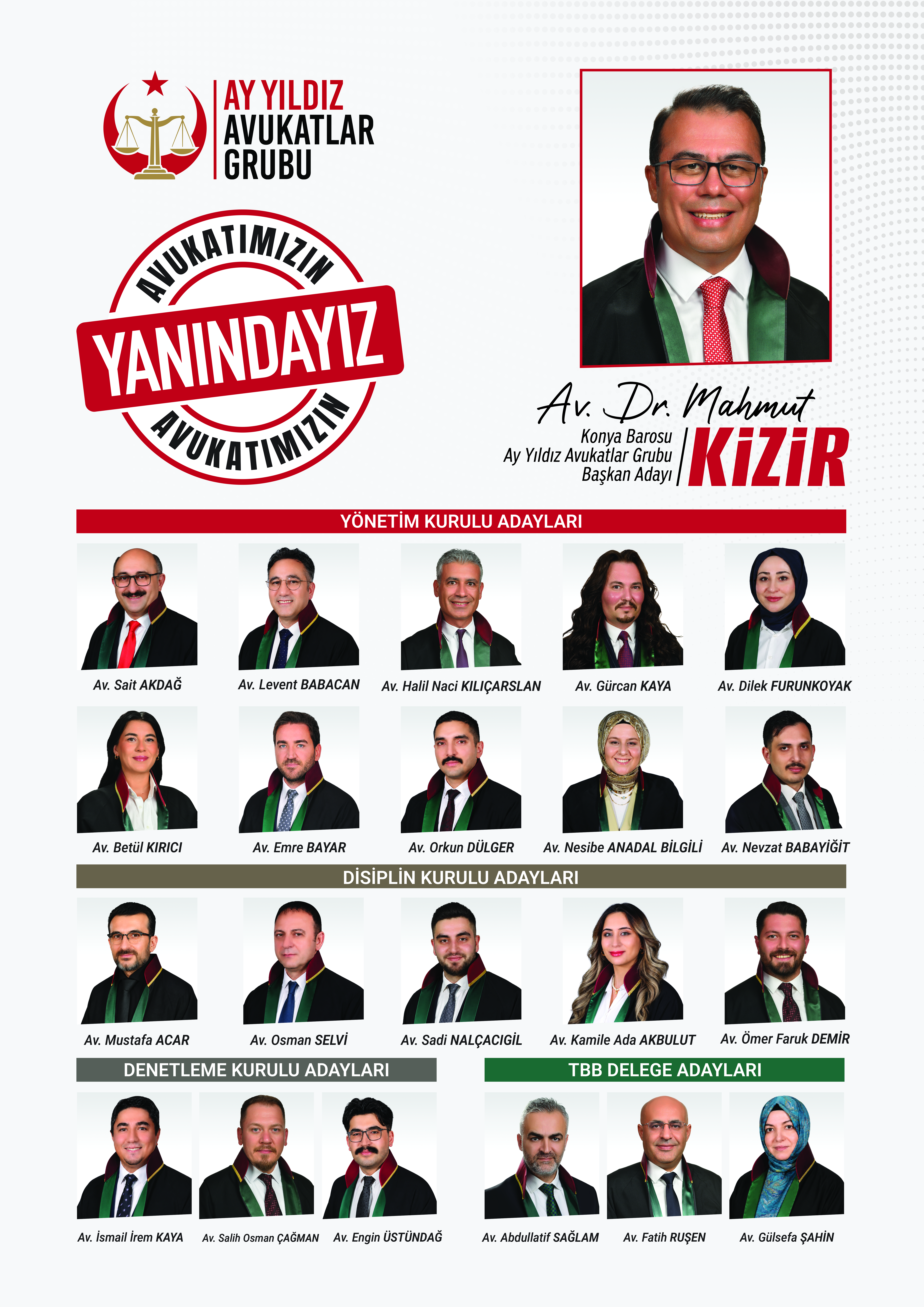 Ay Yıldız Avukatlar Grubu Aday Listesi Afişi